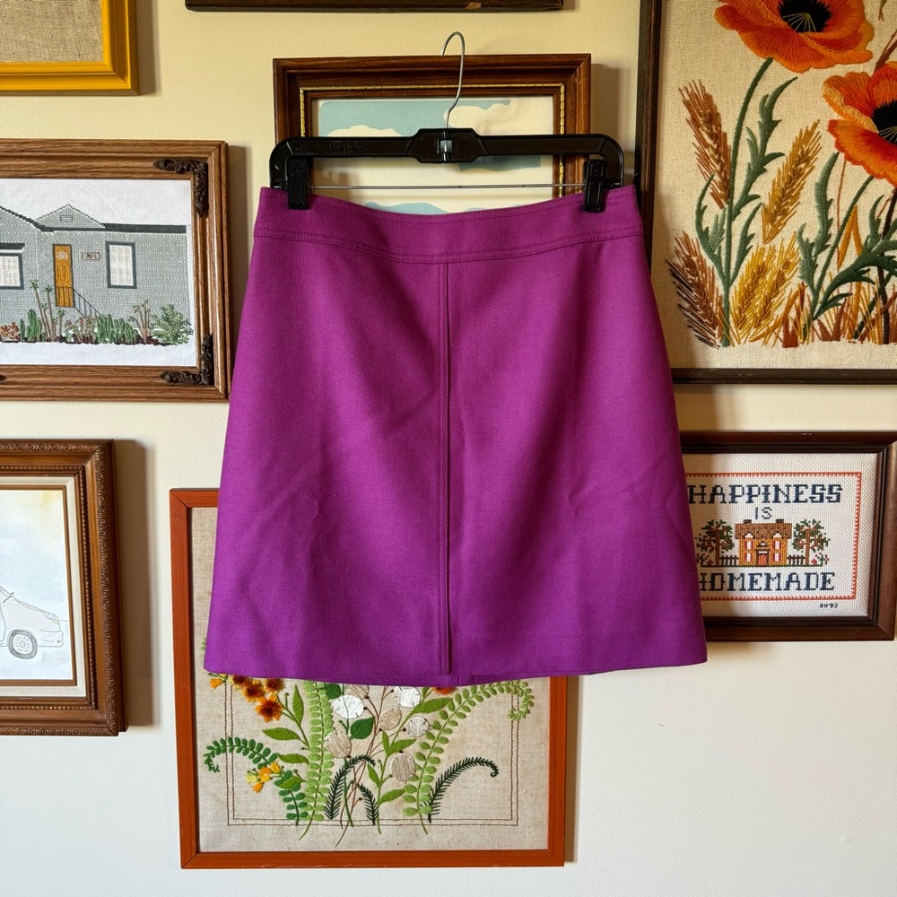 J. Crew Wool Magenta Mini Skirt 8